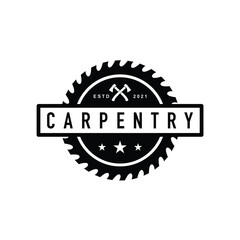 Fototapeta premium circular saw carpentry woodworking logo design inspiration