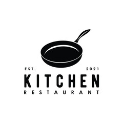 frying pan cuisine logo design inspiration - obrazy, fototapety, plakaty