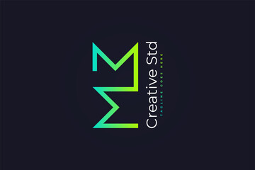 Initial Letter M and M Logo in Green Gradient. MM Logo Usable For Business or Identity Logos. Vector graphic design template element