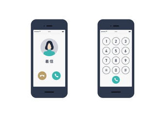 スマートフォンの着信画面と発信画面