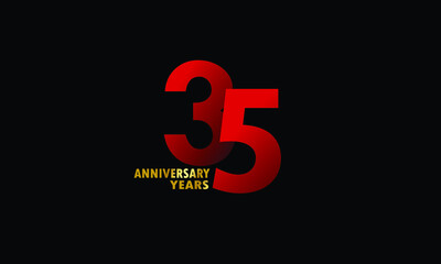 Obraz premium 35 year anniversary red color, minimalist logo years, jubilee, greeting card. invitation on Grey background - Vector