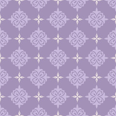 Stylish background pattern with simple decorative ornament on purple background, wallpaper. Seamless pattern, texture. Vector image