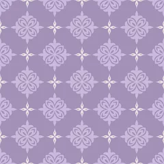 Fotobehang Stylish background pattern with simple decorative ornament on purple background, wallpaper. Seamless pattern, texture. Vector image © PETR BABKIN