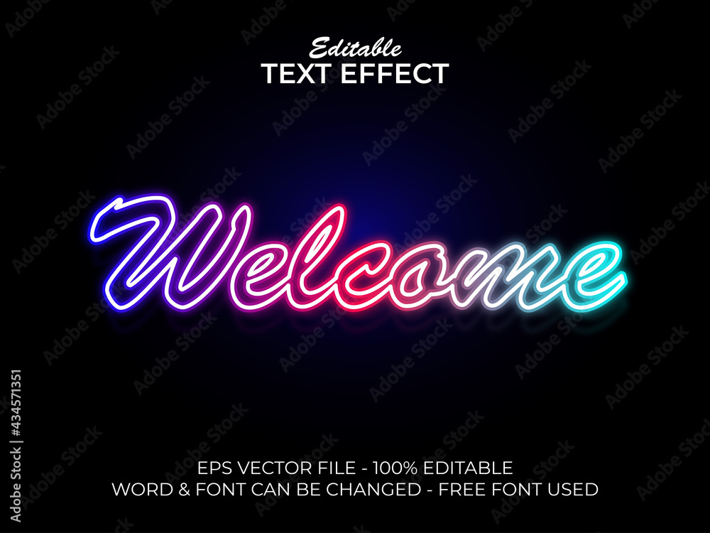 Poster colorful outline neon text effect. editable text font effect vector graphic.