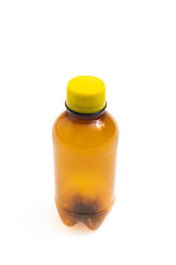 Yellow Empty bottle on white background