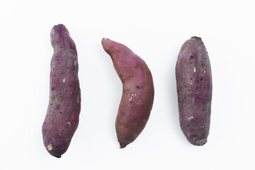 Japanese burned potatoes on white background