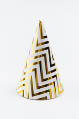 Happy New Year party hat on white background.