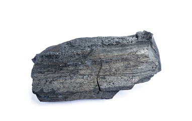 Natural wood charcoal isolated on white background. Hardwood charcoal.
