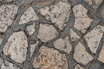 top view of the floor surface of broken pieces of marble