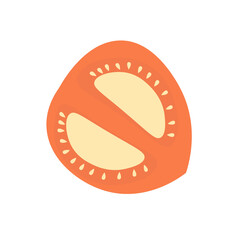 Red cherry tomato, cut in half. Small vegetable berries. Fresh raw berries isolated on white background.