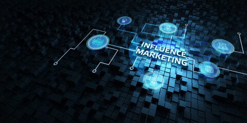 Influencer marketing concept. Business, Technology, Internet and network concept.