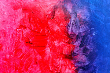 Acrylic brush stroke red and blue Abstract colorful watercolor on paper close-up background texture