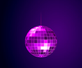 Vector mirror disco ball. nightclub object, nightlife and bright and party. vector illustration