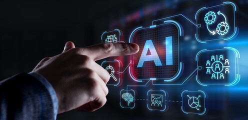 AI Learning and Artificial Intelligence Concept. Business, modern technology, internet and...