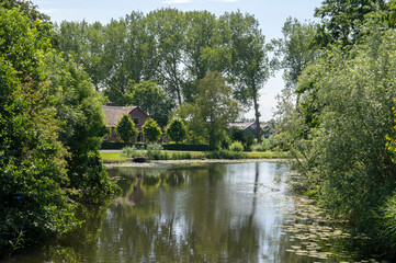 Fototapeta na wymiar Farm Along The Gein River At Abcoude The Netherlands 17-6-2020