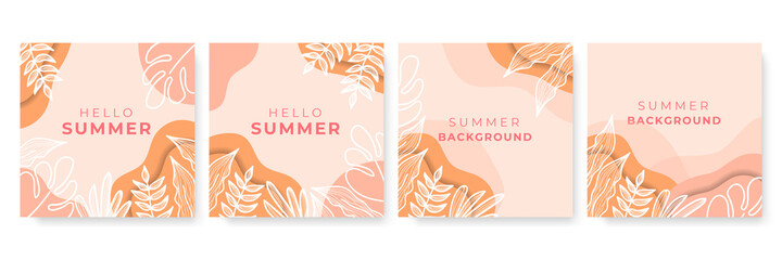Summer sale background for banner, flyer, invitation, poster, web site or greeting card. Colourful summer social media background. Paper cut style, vector illustration
