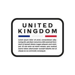 Text box with the flag of United Kingdom on white background.
