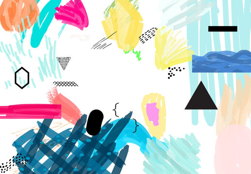 Set of Artistic Hand Drawn Scribbles with Marker and Ink