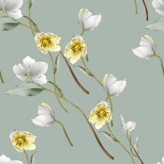 Obraz premium Seamless pattern with yellow wildflowers in a watercolor style