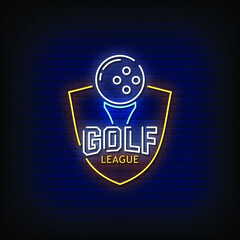 Golf League Neon Signs Style Text Vector