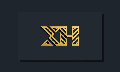 Elegant line art initial letter XH logo.