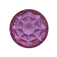 Round dry crushed violet eye shadows isolated on white