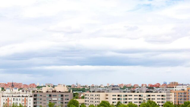 Timelapse of Madrid on a rainy day, seen from the Vallecas neighborhood.
