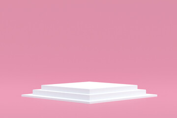 Product stand, Podium minimal on pink background for cosmetic product presentation.