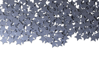 Silver Stars pattern isolated on white background. 3D rendering.