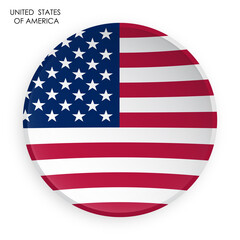 Fototapeta premium United States of America flag icon in modern neomorphism style. Button for mobile application or web. Vector on white background