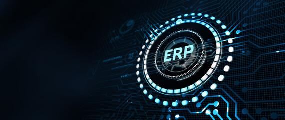Business, Technology, Internet and network concept. Enterprise Resource Planning ERP corporate company management.