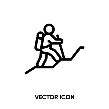 Mountain climb vector icon . Modern, simple flat vector illustration for website or mobile app. Hiking symbol, logo illustration. Pixel perfect vector graphics	