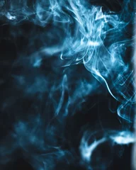 Poster Blue smoke on black background isolated © roman