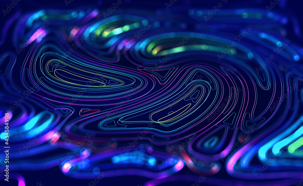 Leinwandbilder Wireless systems, globalization, big data. Data analytics, blockchain technology. 3D illustration of circular paths. Orbital motion abstract background