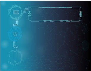 Plumber service icons collection, sewer and drain repair with plumbing abstract background with connected dots and lines on blue Design.