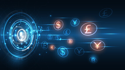 Money transfer, money transaction, global currency network, stock exchange business concept