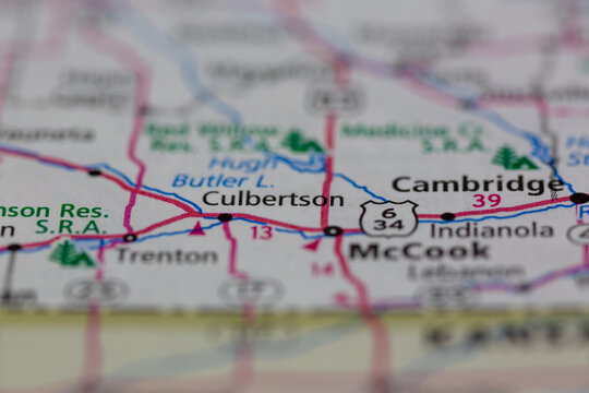 05-19-2021 Portsmouth, Hampshire, UK, Culbertson Nebraska USA Shown on a Geography map or Road map