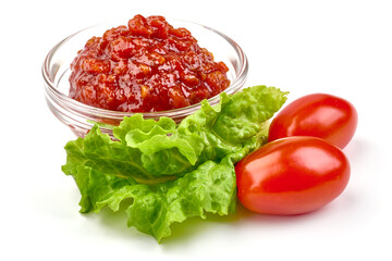 Adjika, tradtional georgian sauce, isolated on white background. High resolution image