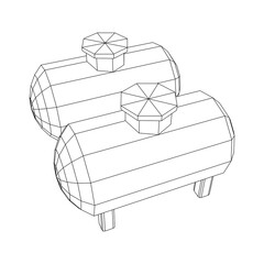 Oil tank for storage of flammable materials and petroleum. Wireframe low poly mesh vector illustration
