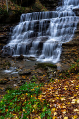 Foreste Casentinesi National Park, Badia Prataglia, Tuscany, Italy, Europe. The waterfall callad Le tre cascate.