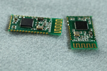 Electronic components. Bluetooth module for embedding on electronic projects. Close up. - obrazy, fototapety, plakaty
