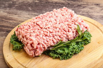 Raw pork minced meat for cooking