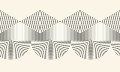 Abstract striped geometric background with hexagons and circles. Psychedelic optical illusion effect.