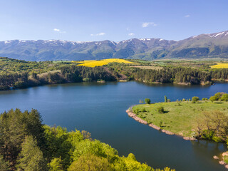 Fototapeta na wymiar Aerial view of Dushantsi Reservoir, Bulgaria