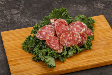 Iberian pork Fuet sausage slices