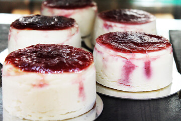 mini raspberry cheesecake counter