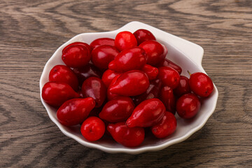 Sweet and ripe cornel berries