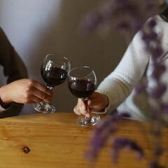 celebrating with wine