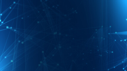 Abstract blue polygon tech network with connect technology background. Abstract dots and lines texture background. 3d rendering.