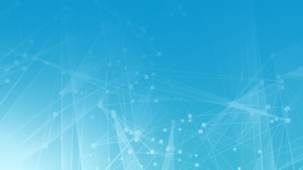 Abstract blue white polygon tech network with connect technology background. Abstract dots and lines texture background. 3d rendering.